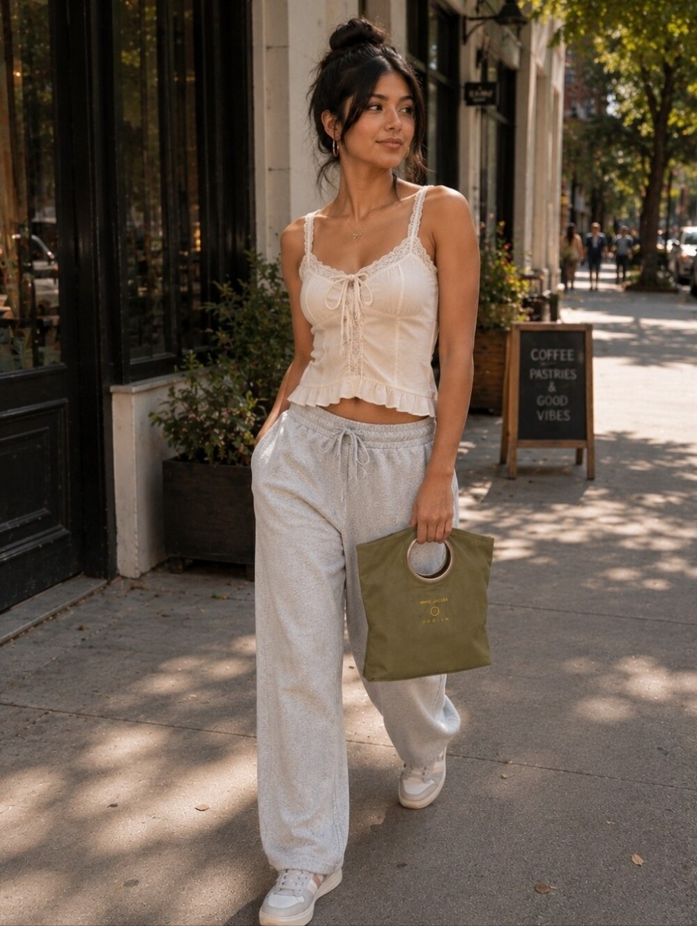 Olive Green Canvas Tote with Metal Ring Handle